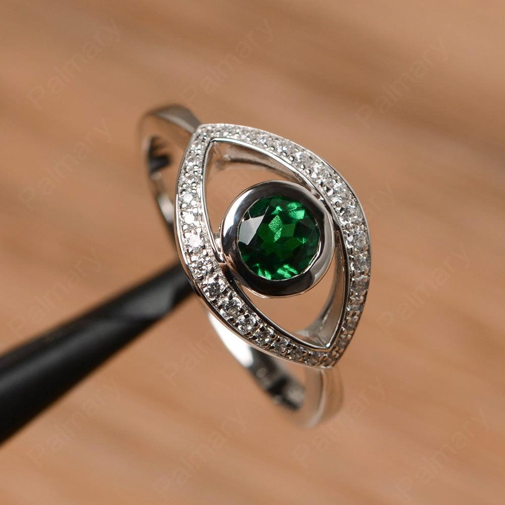 Eye Shaped Emerald Bezel Rings - Palmary