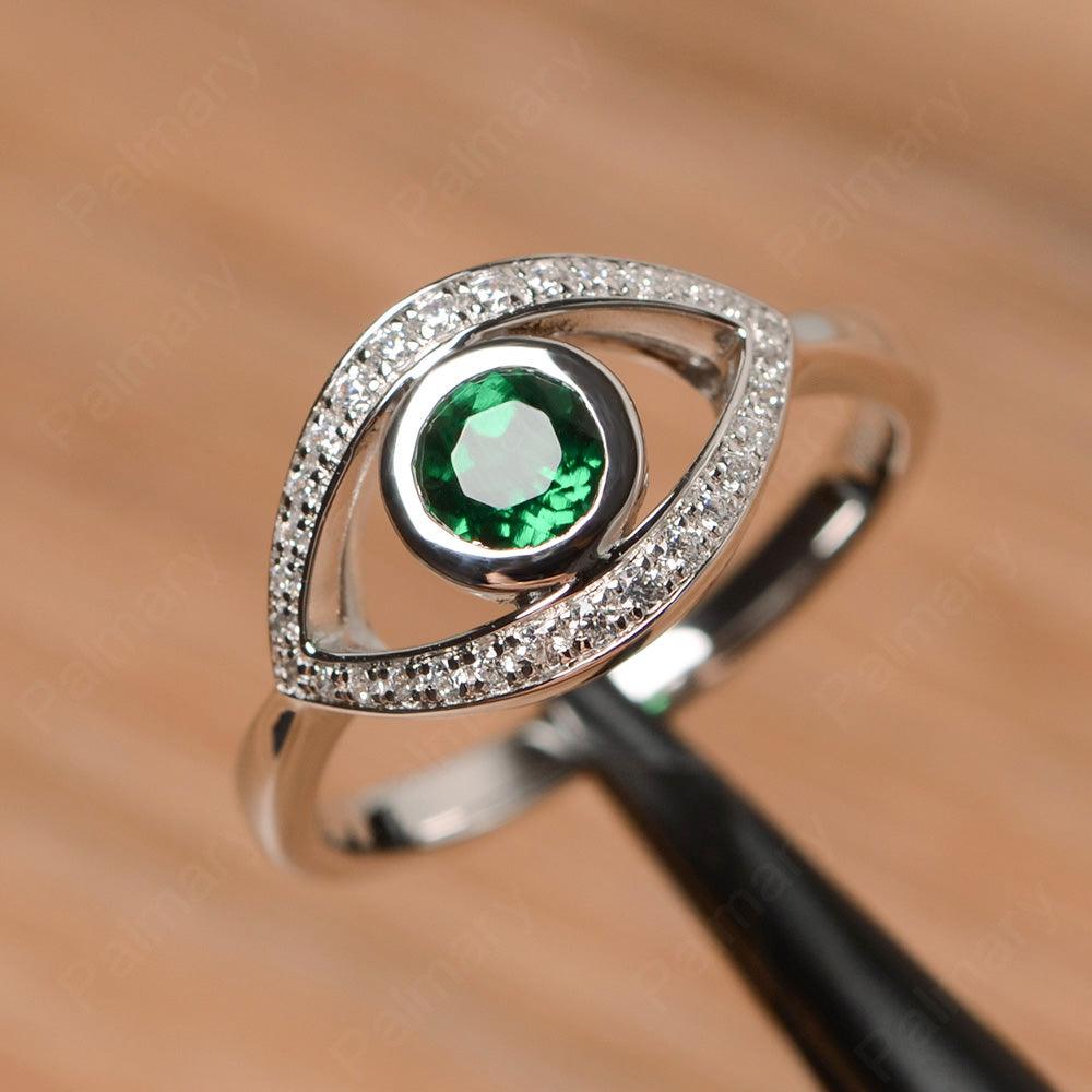 Eye Shaped Emerald Bezel Rings - Palmary