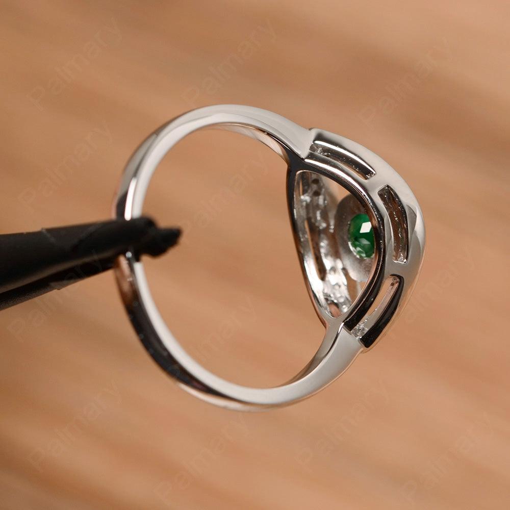 Eye Shaped Emerald Bezel Rings - Palmary