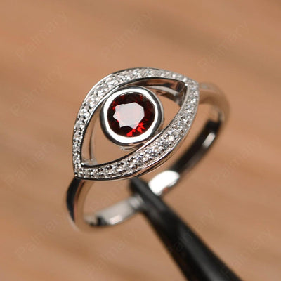Eye Shaped Garnet Bezel Rings - Palmary