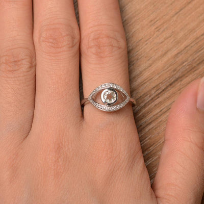 Eye Shaped Green Amethyst Bezel Rings - Palmary