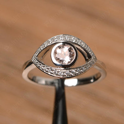 Eye Shaped Morganite Bezel Rings - Palmary