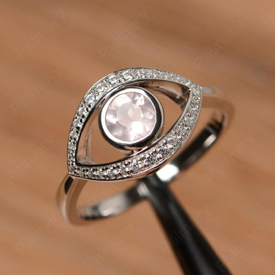 Eye Shaped Rose Quartz Bezel Rings - Palmary