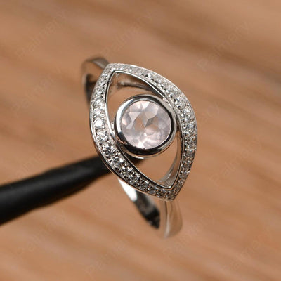 Eye Shaped Rose Quartz Bezel Rings - Palmary
