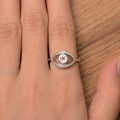 Eye Shaped Rose Quartz Bezel Rings - Palmary