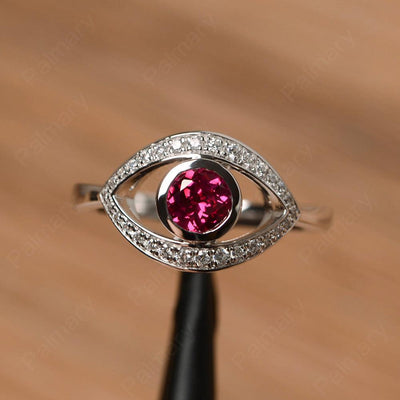 Eye Shaped Ruby Bezel Rings - Palmary
