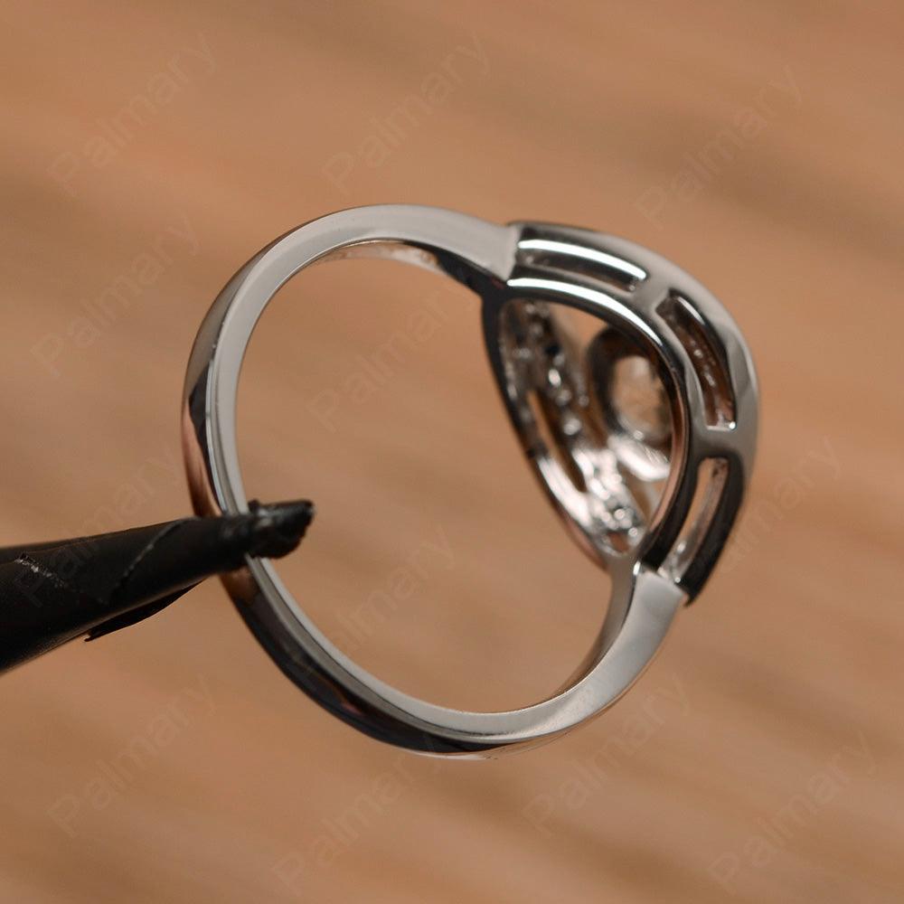Eye Shaped White Topaz Bezel Rings - Palmary
