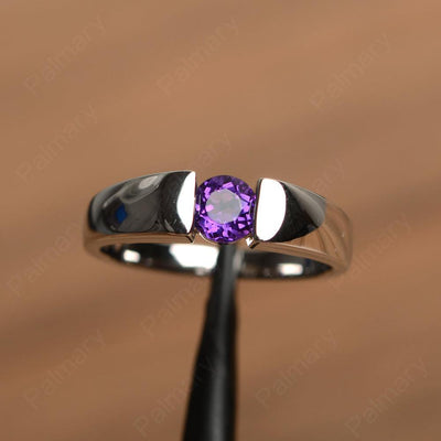 Simple Amethyst Solitaire Rings - Palmary
