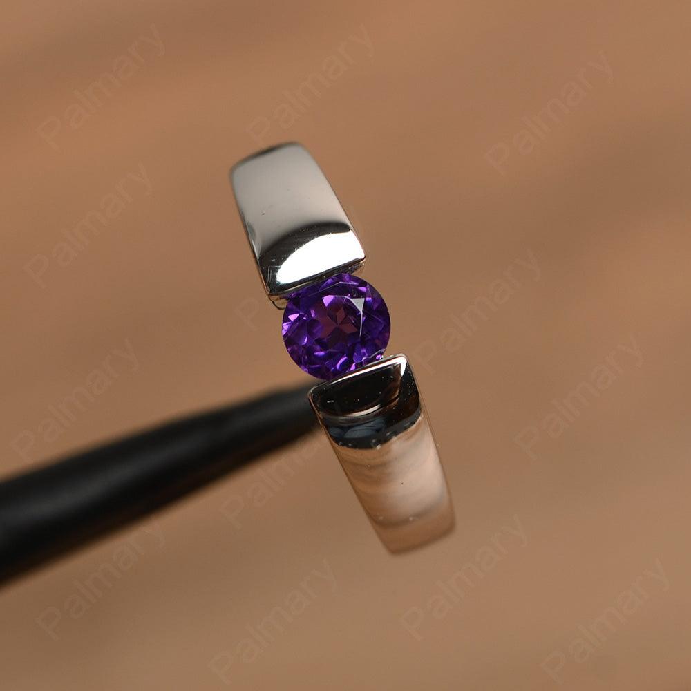 Simple Amethyst Solitaire Rings - Palmary