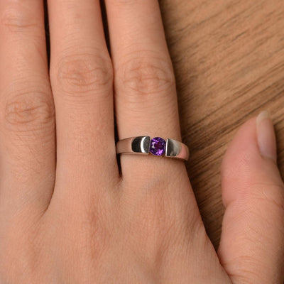 Simple Amethyst Solitaire Rings - Palmary