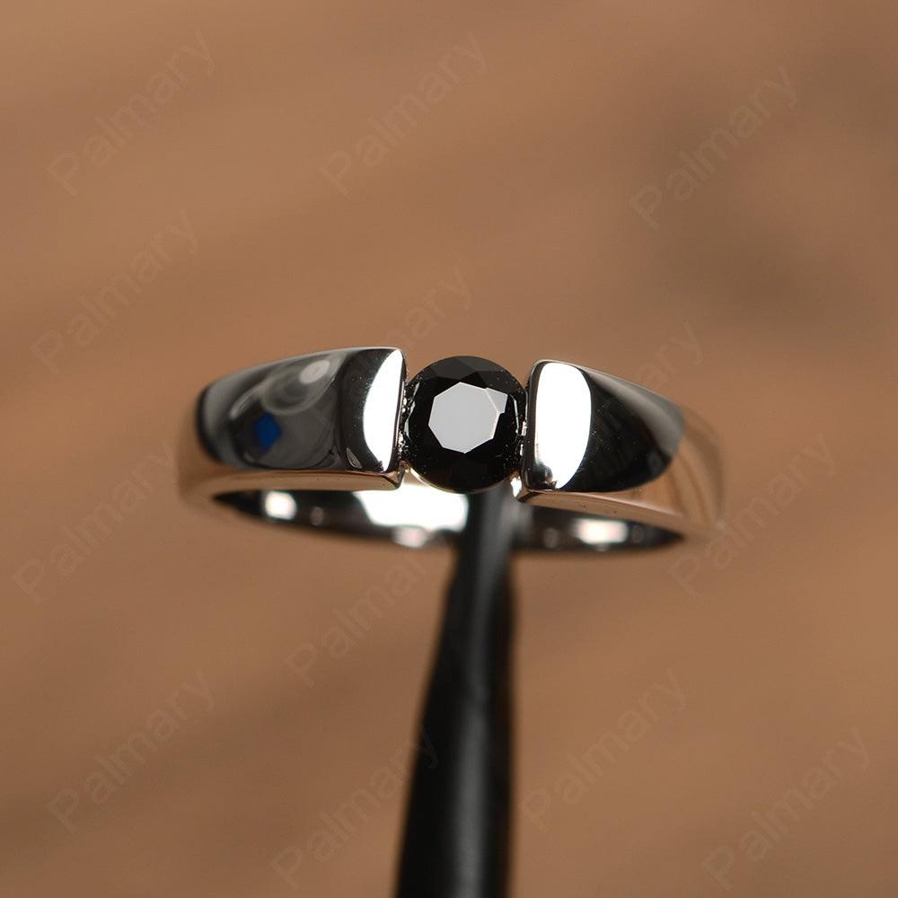 Simple Black Spinel Solitaire Rings - Palmary
