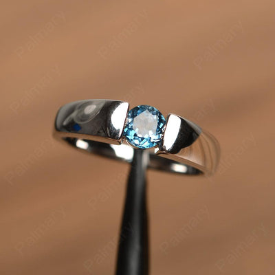 Simple London Blue Topaz Solitaire Rings - Palmary