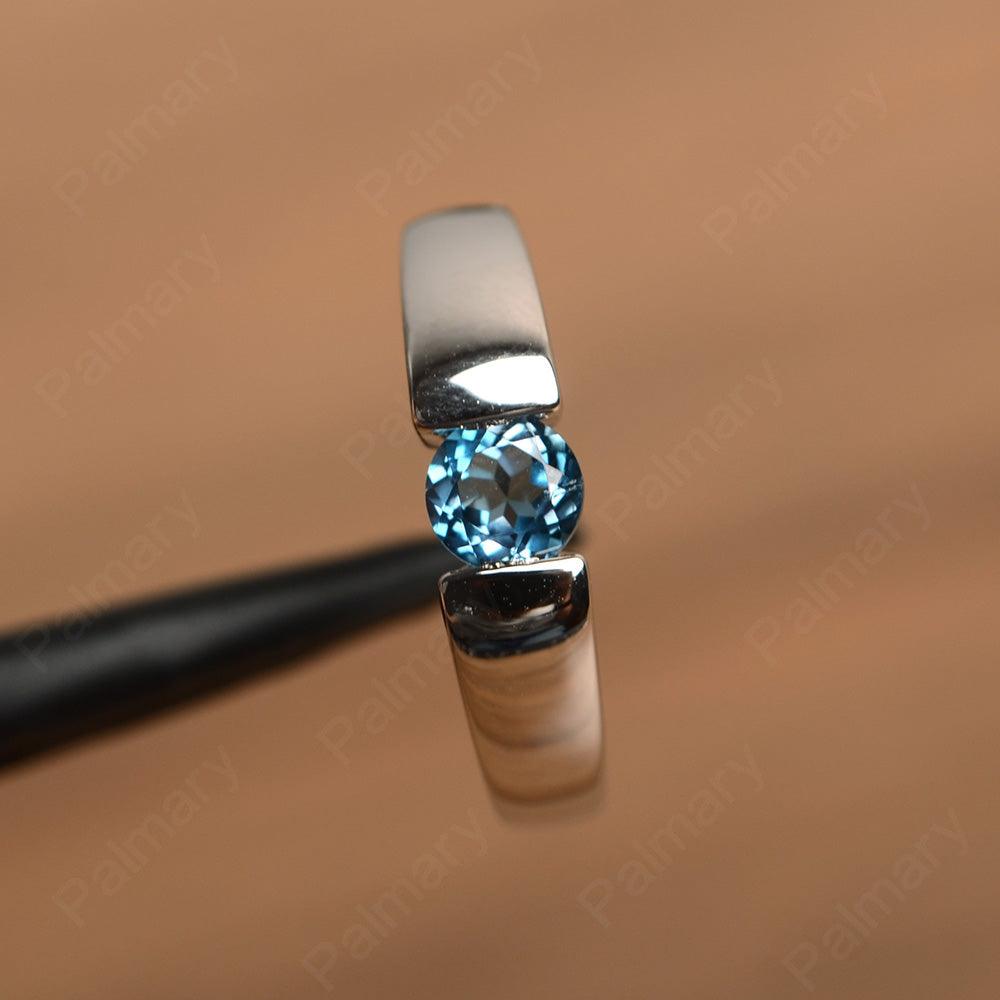Simple London Blue Topaz Solitaire Rings - Palmary