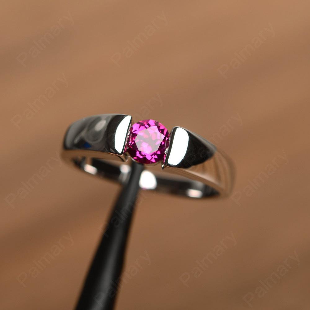 Simple Ruby Solitaire Rings - Palmary