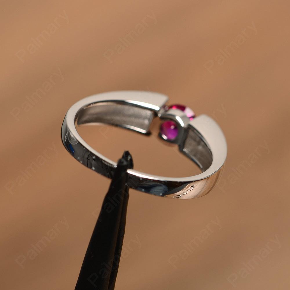 Simple Ruby Solitaire Rings - Palmary