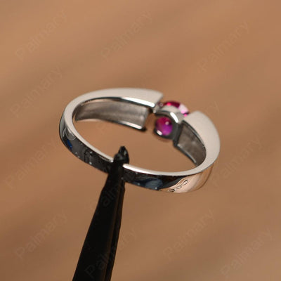 Simple Ruby Solitaire Rings - Palmary
