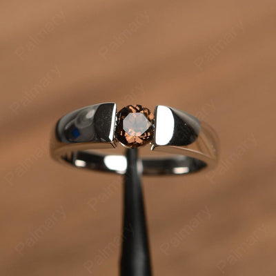 Simple Smoky Quartz  Solitaire Rings - Palmary