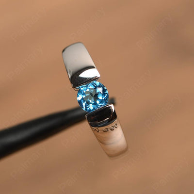 Simple Swiss Blue Topaz Solitaire Rings - Palmary