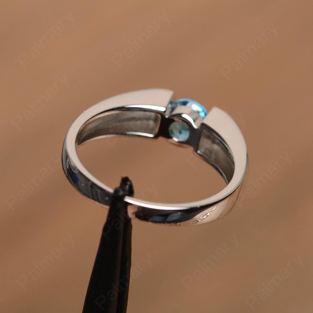 Simple Swiss Blue Topaz Solitaire Rings - Palmary