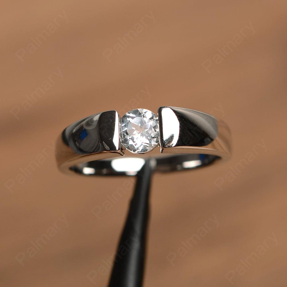 Simple White Topaz Solitaire Rings - Palmary
