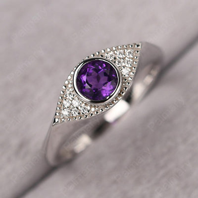 Bezel Setting Amethyst Eye Ring - Palmary