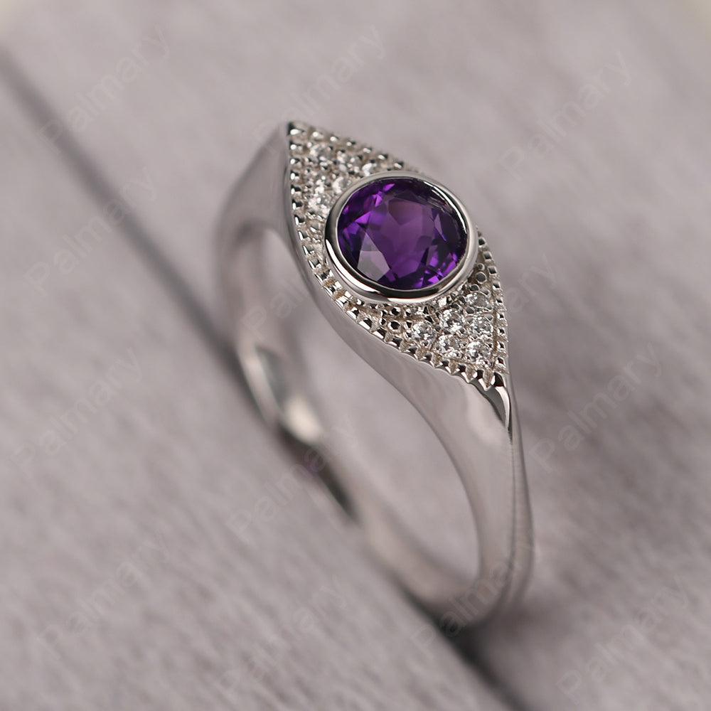 Bezel Setting Amethyst Eye Ring - Palmary