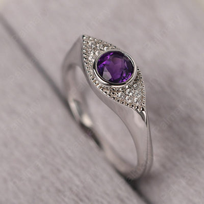 Bezel Setting Amethyst Eye Ring - Palmary