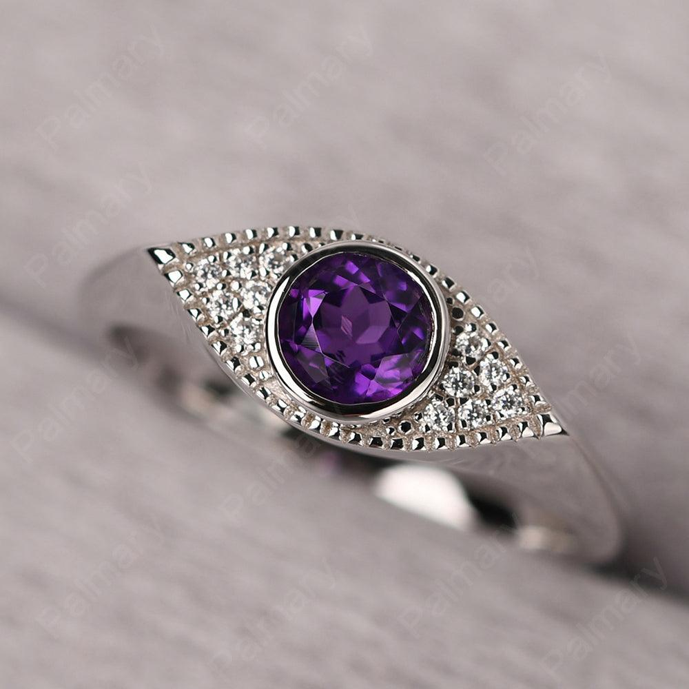 Bezel Setting Amethyst Eye Ring - Palmary