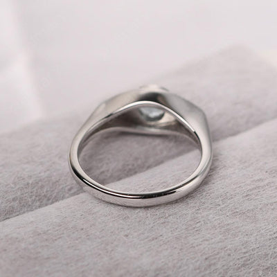 Bezel Setting Aquamarine Eye Ring - Palmary
