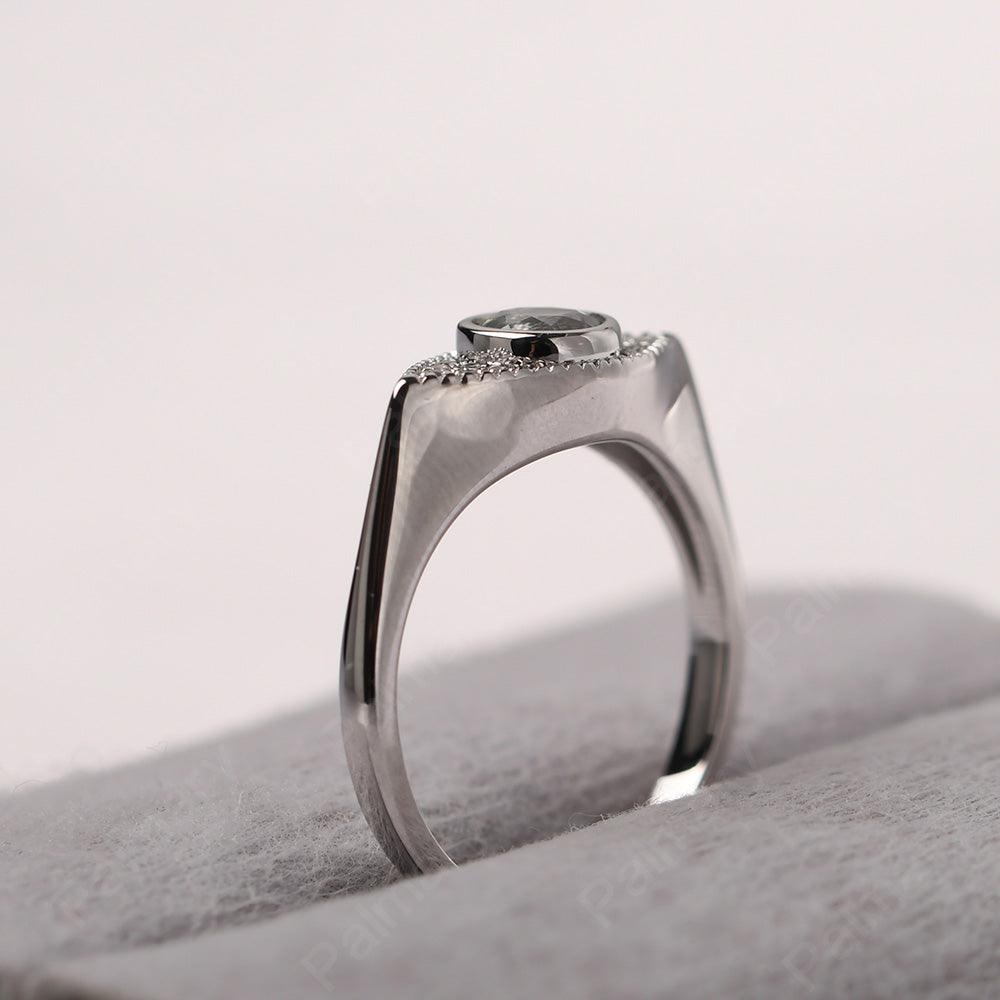 Bezel Setting Aquamarine Eye Ring - Palmary