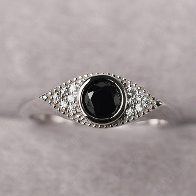 Bezel Setting Black Spinel Eye Ring - Palmary