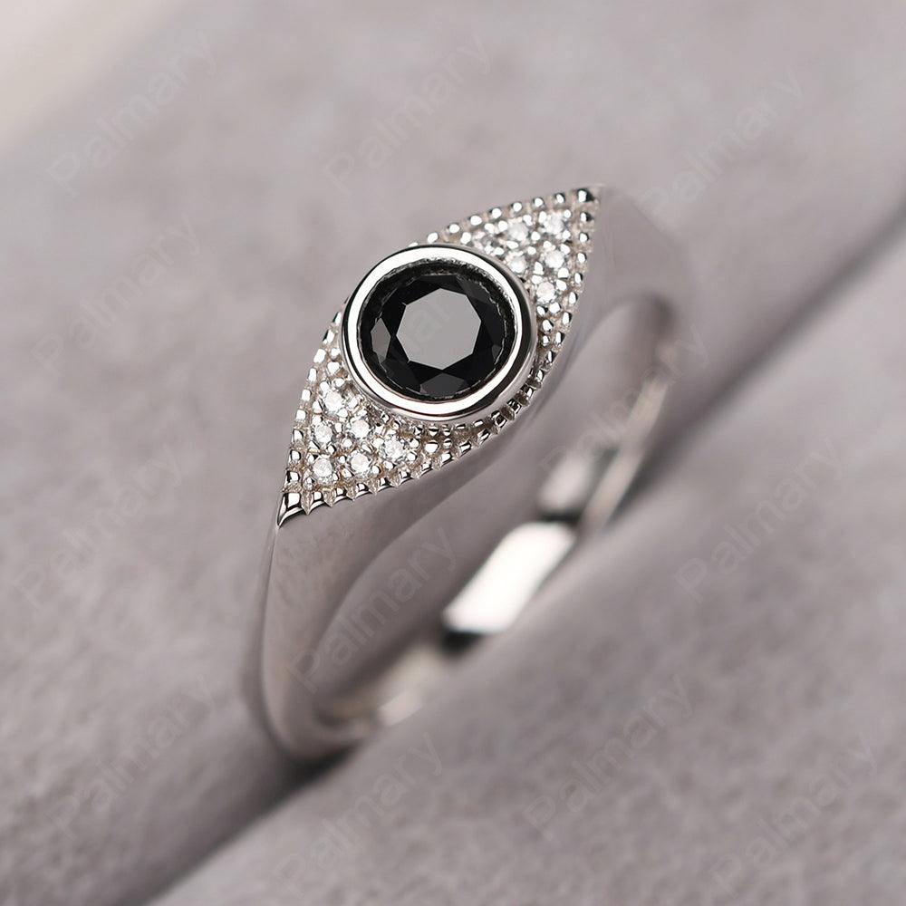 Bezel Setting Black Spinel Eye Ring - Palmary