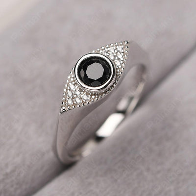 Bezel Setting Black Spinel Eye Ring - Palmary