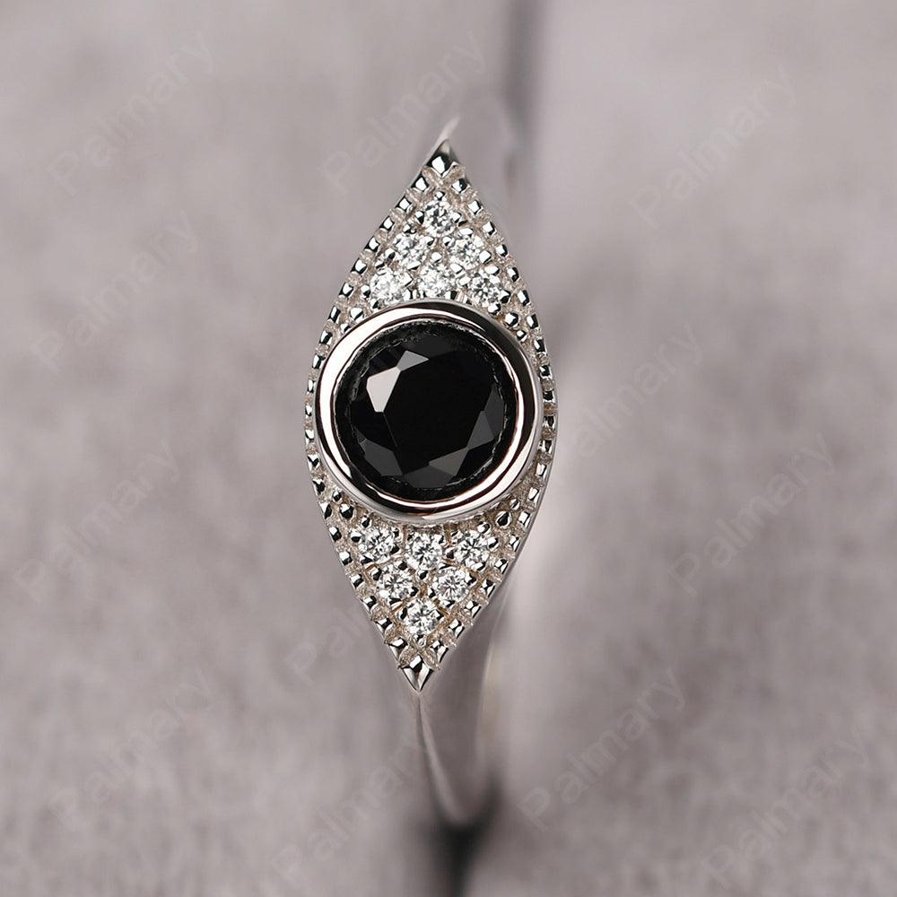Bezel Setting Black Spinel Eye Ring - Palmary