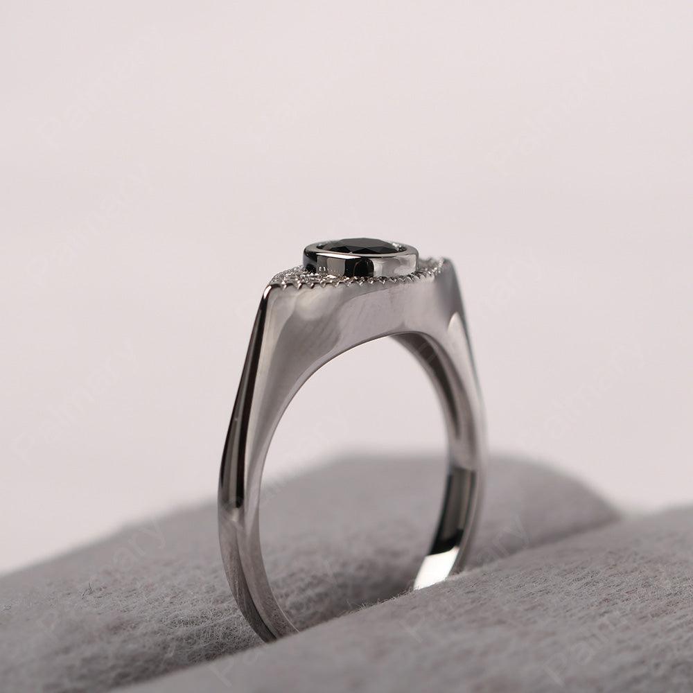 Bezel Setting Black Spinel Eye Ring - Palmary