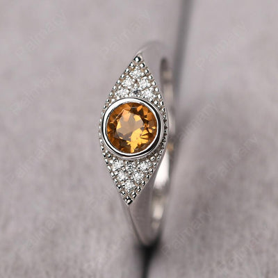 Bezel Setting Citrine Eye Ring - Palmary