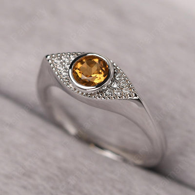 Bezel Setting Citrine Eye Ring - Palmary
