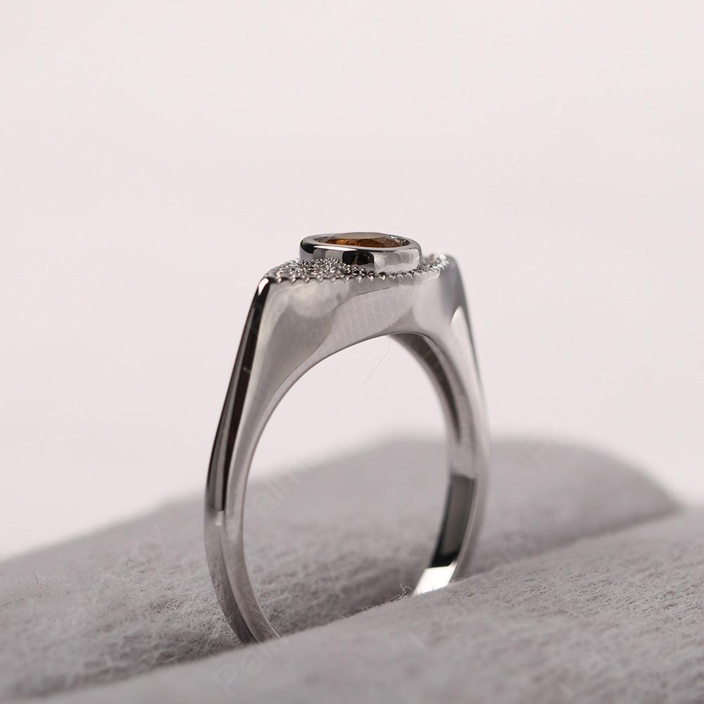 Bezel Setting Citrine Eye Ring - Palmary