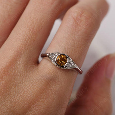 Bezel Setting Citrine Eye Ring - Palmary