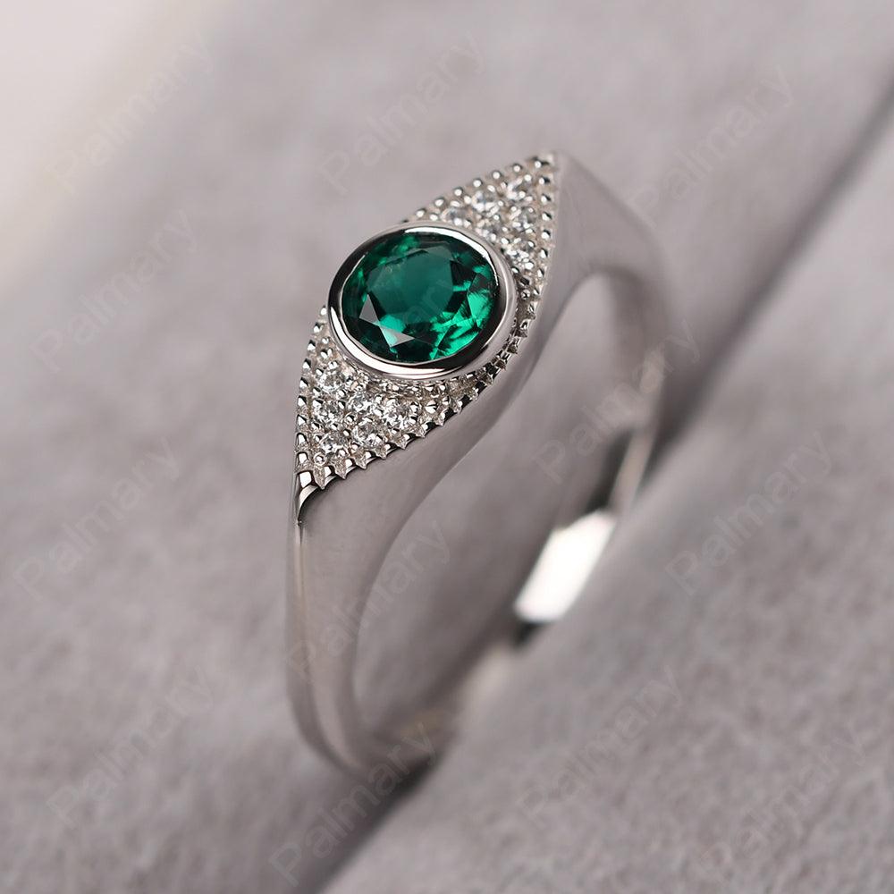 Bezel Setting Emerald Eye Ring - Palmary