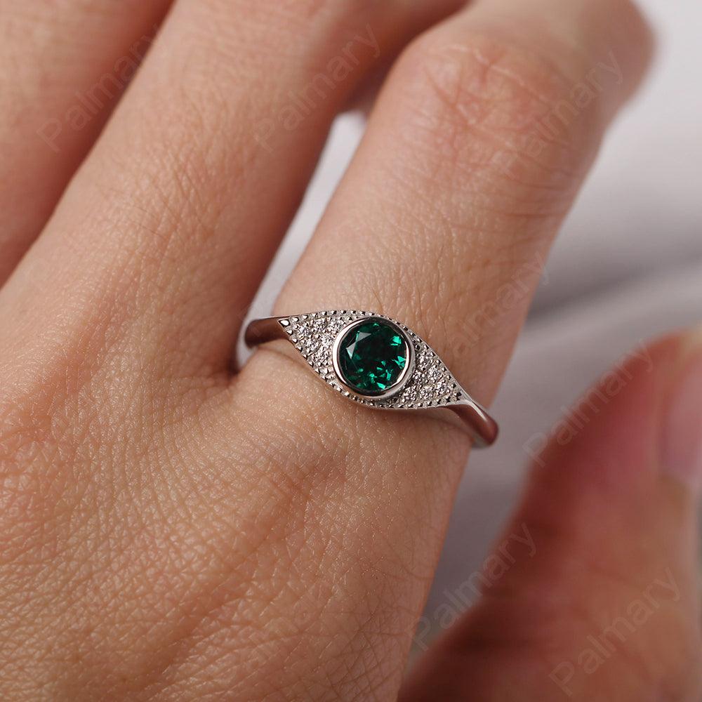 Bezel Setting Emerald Eye Ring - Palmary