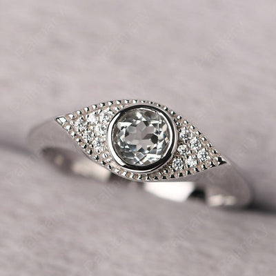 Bezel Setting Green Amethyst Eye Ring - Palmary