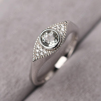 Bezel Setting Green Amethyst Eye Ring - Palmary