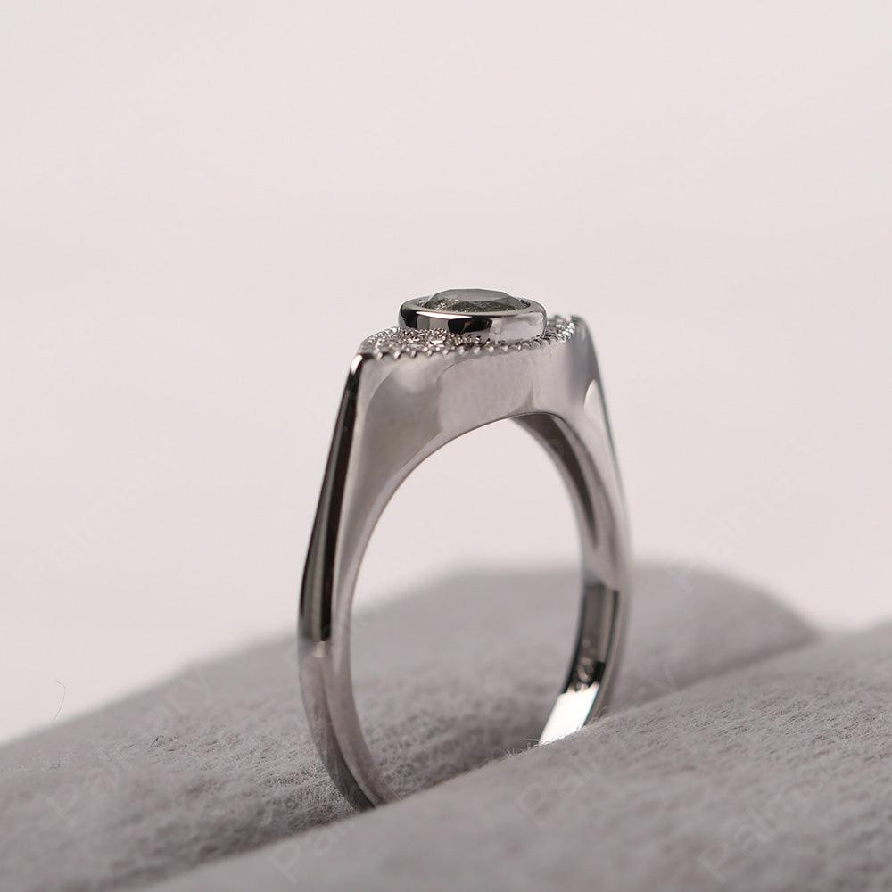 Bezel Setting Green Amethyst Eye Ring - Palmary