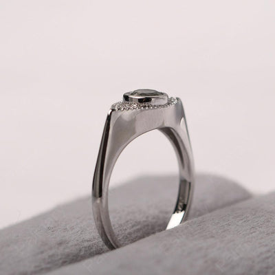 Bezel Setting Green Amethyst Eye Ring - Palmary
