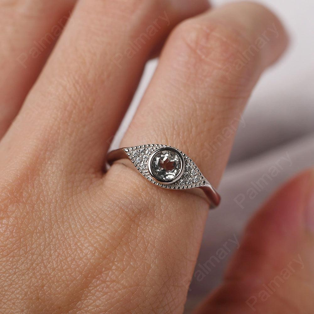 Bezel Setting Green Amethyst Eye Ring - Palmary