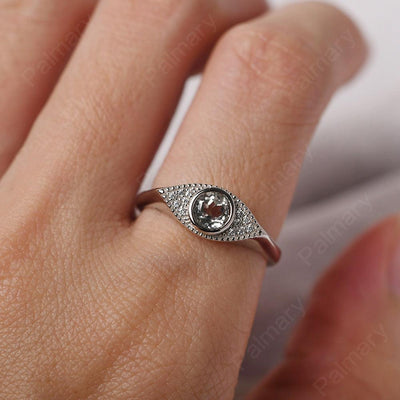 Bezel Setting Green Amethyst Eye Ring - Palmary