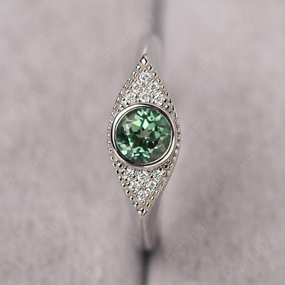 Bezel Setting Green Sapphire Eye Ring - Palmary