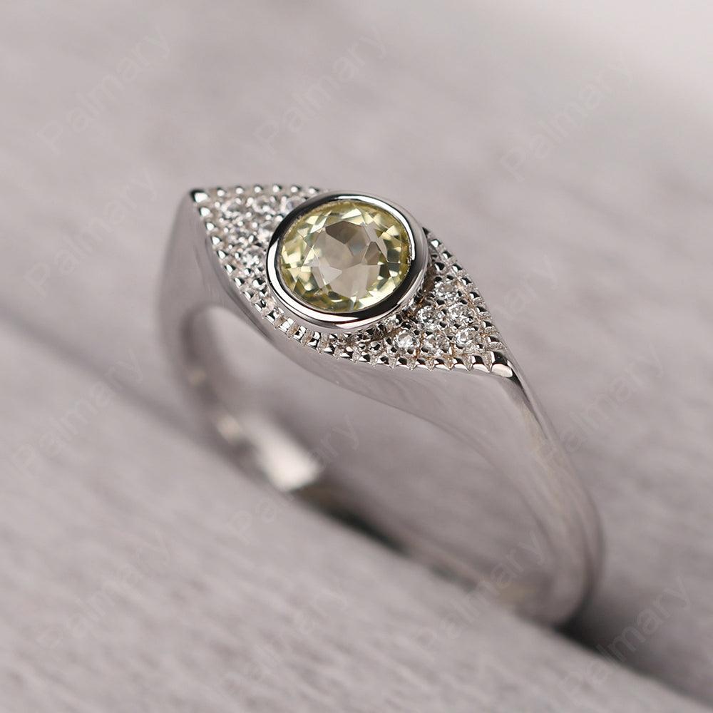 Bezel Setting Lemon Quartz Eye Ring - Palmary