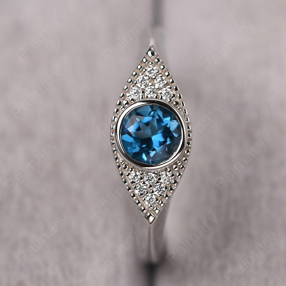 Bezel Setting London Blue Topaz Eye Ring - Palmary